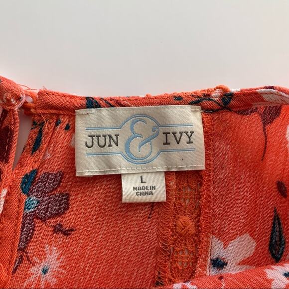 Francesca’s x Jun & Ivy Coral Floral Tank Top Large - Picture 3 of 9